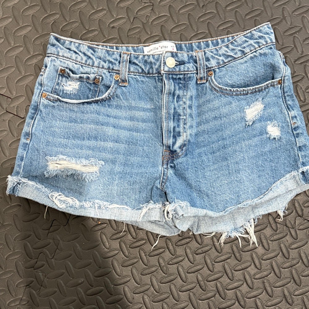 Vanilla Star Blue Distressed Jean Shorts